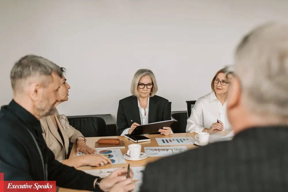 CEO reviewing business strategy and performance metrics while making executive leadership decisions in a modern office