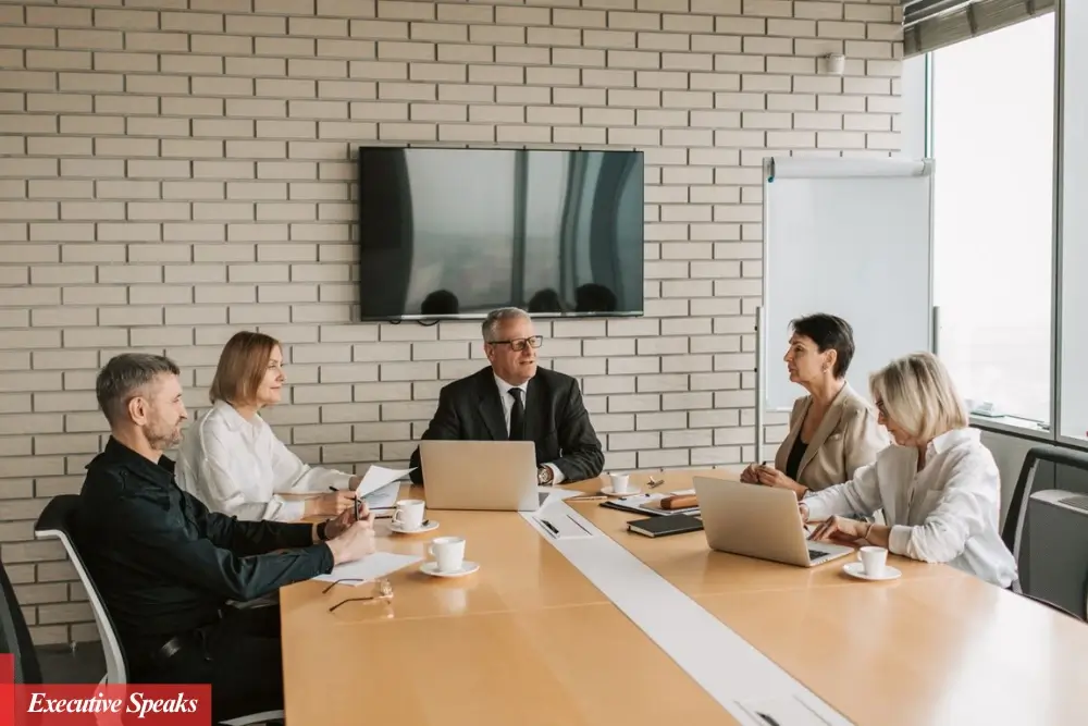 CEO reviewing data and making strategic business decisions in a boardroom