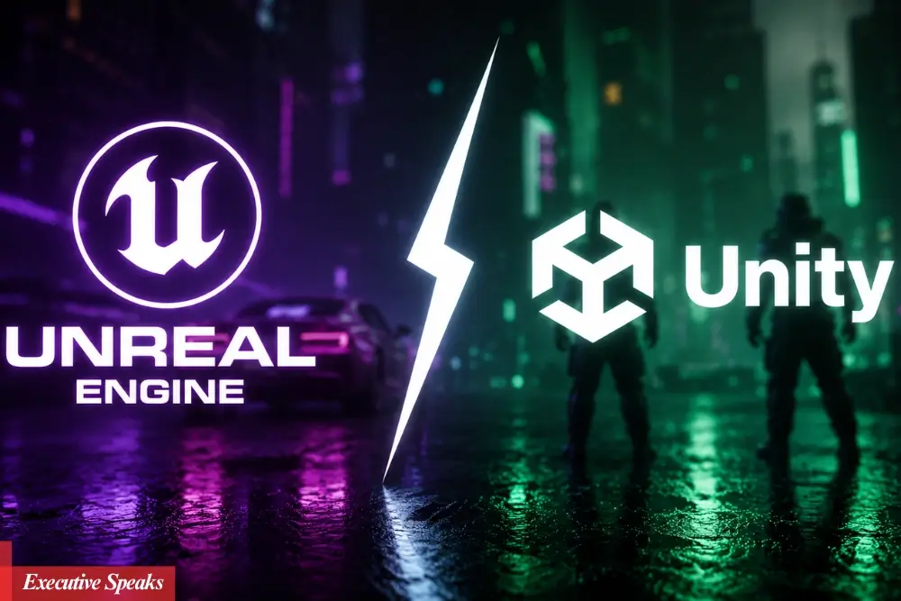 Side-by-side comparison of Unreal Engine and Unity game development interfaces